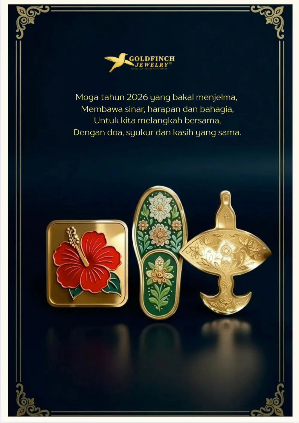 Goldfinch Jewelry corporate message display