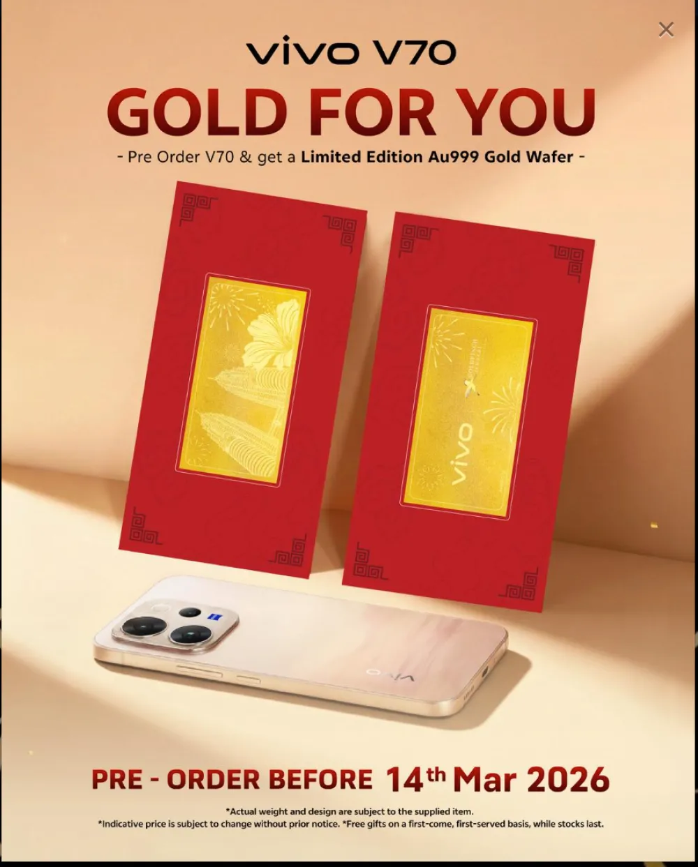 Vivo promotional gold bars