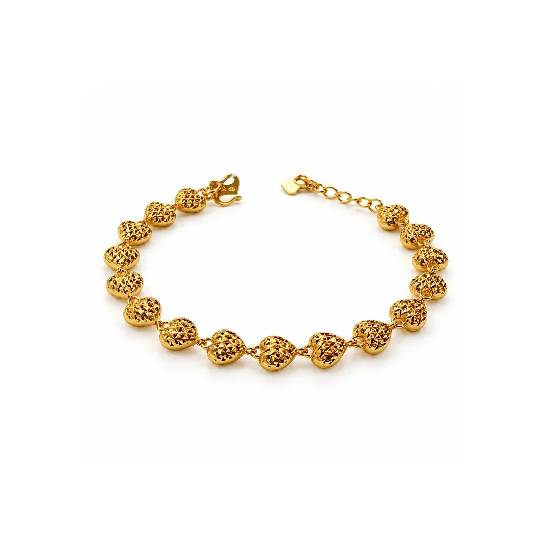 Textured Heart Bracelet — 916 gold bracelet