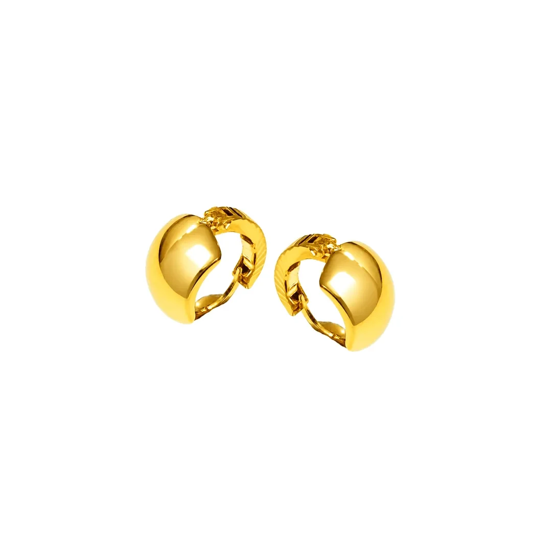 Classic Dome Hoop Earrings — anting-anting emas 916