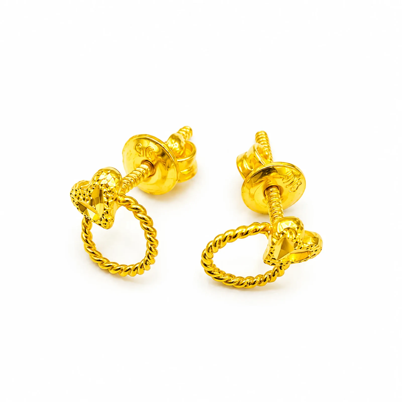 Heart Circle Earrings — anting-anting emas 916
