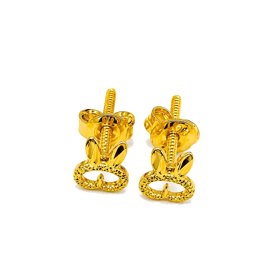 Bunny Stud Earrings — anting-anting emas 916