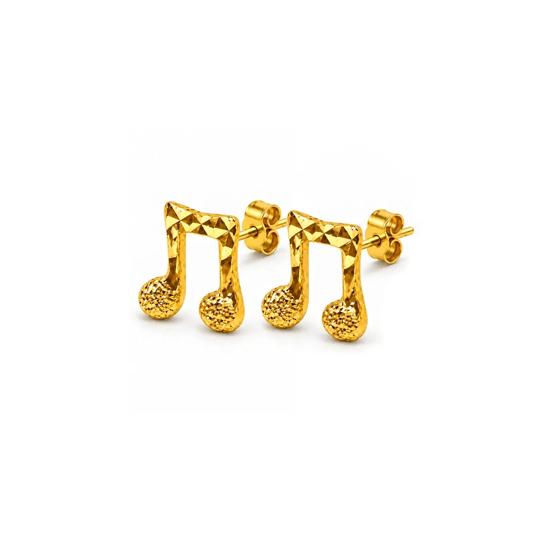 Music Note Stud Earrings — anting-anting emas 375