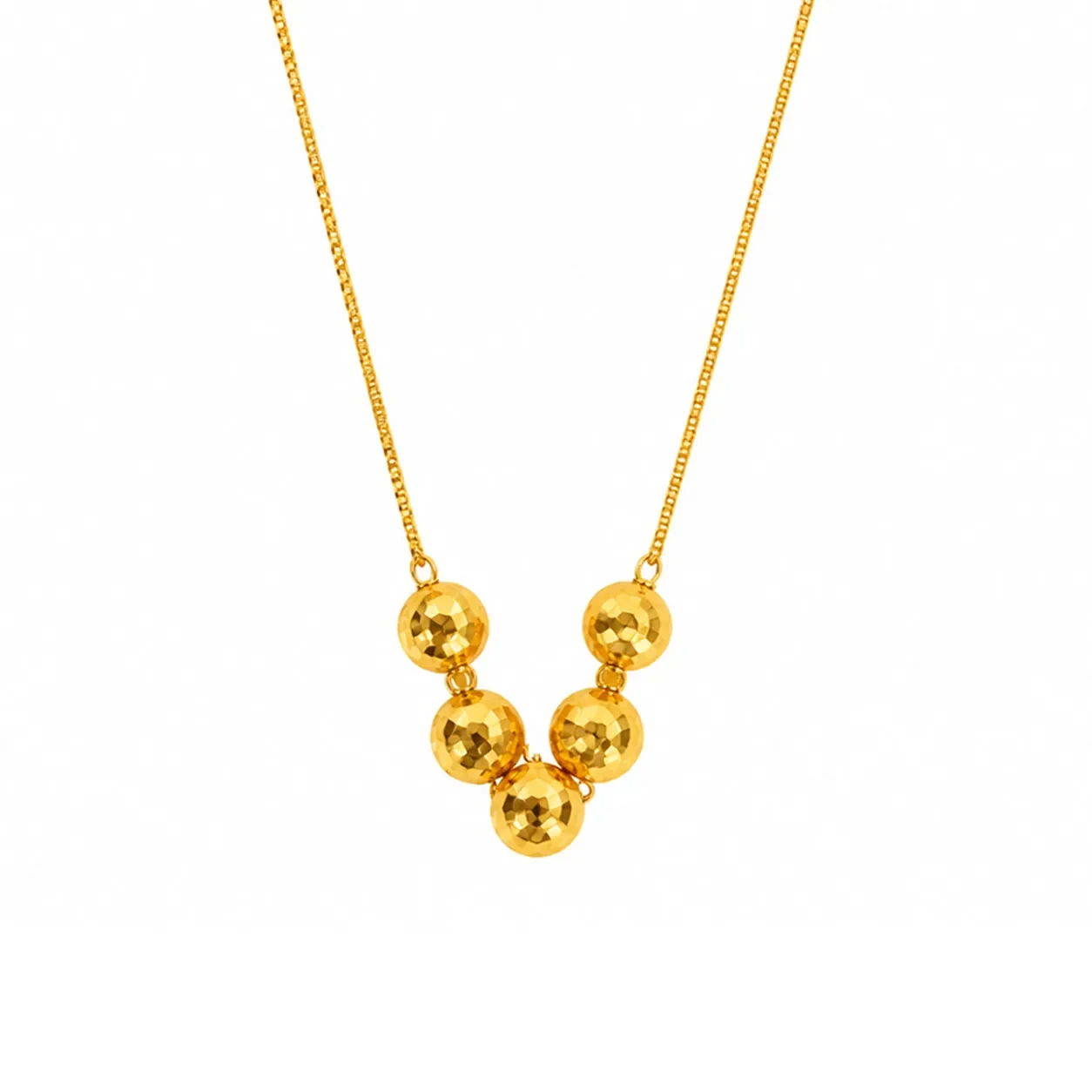 Disco Five Bead Necklace — 916 gold necklace