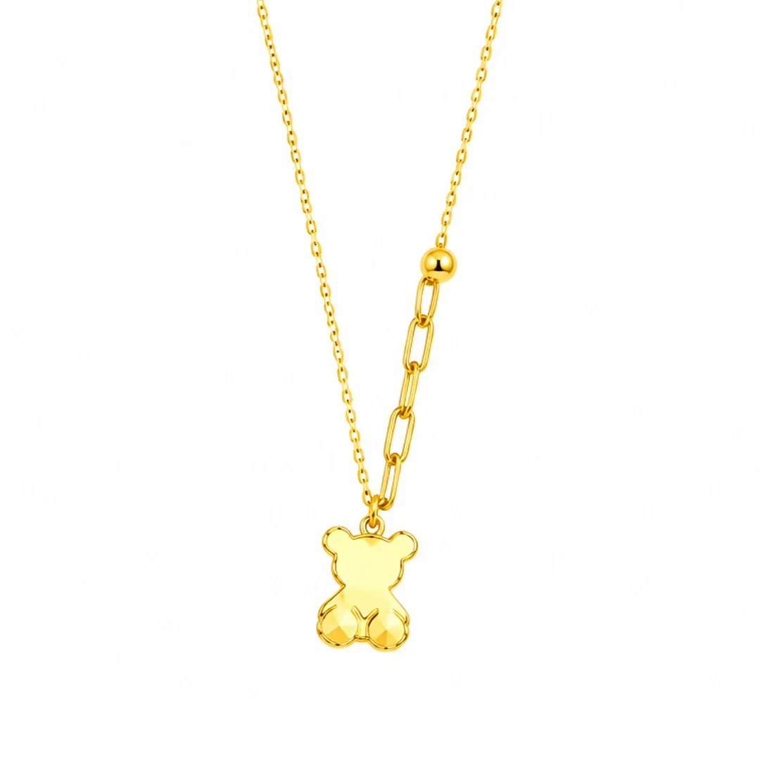 Teddy Bear Necklace — 916 gold necklace