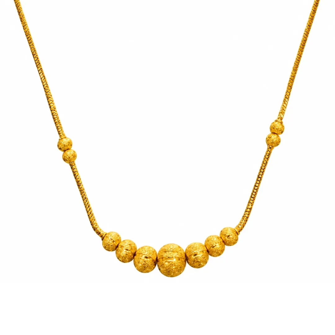 Graduated Bead Necklace — 916 gold necklace