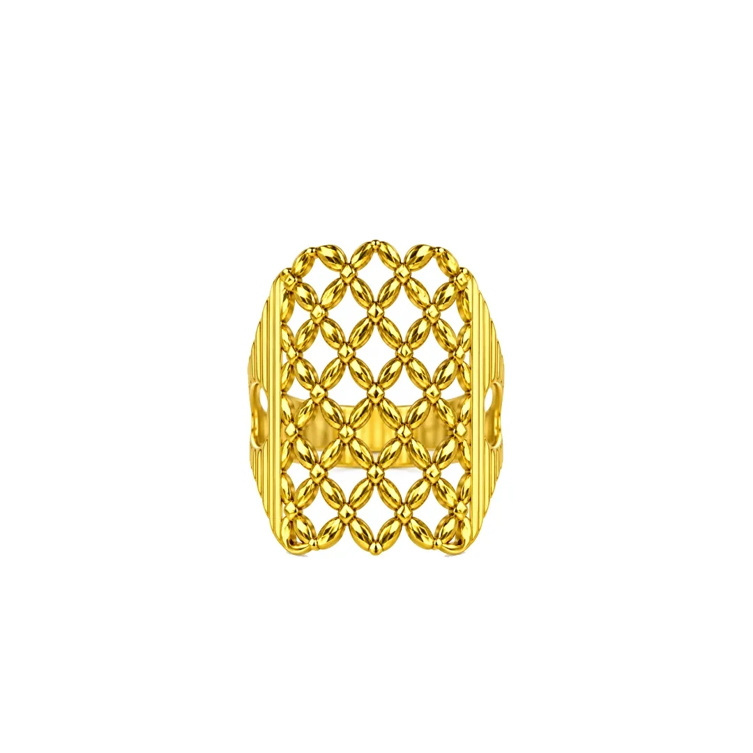 Floral Lattice Ring — cincin emas 916