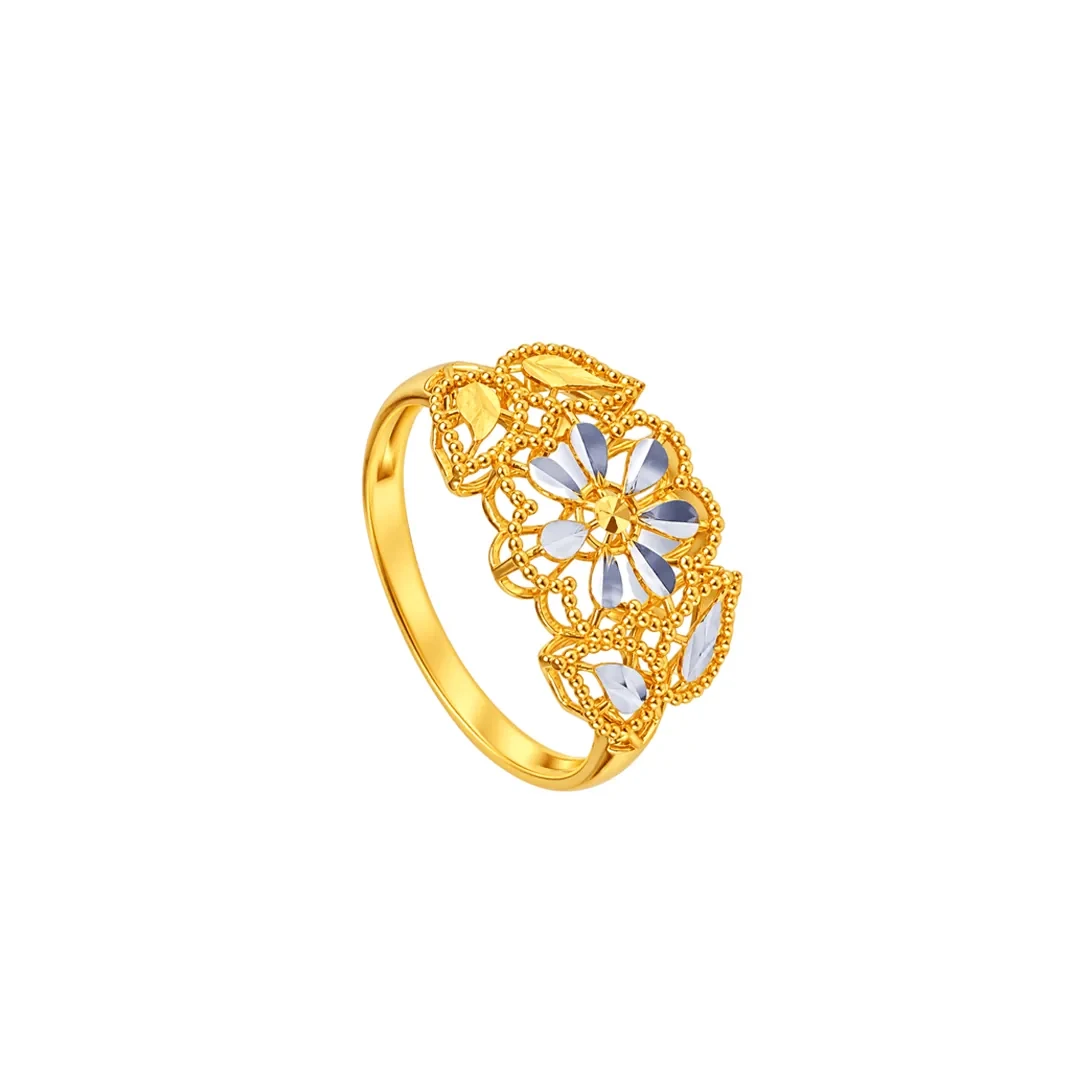 Floral Chrome Ring — 916 gold ring